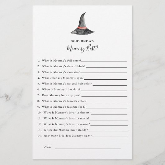 Halloween Baby shower Game Witch die mama kent Flyer (Voorkant)