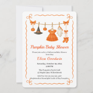 Halloween Baby shower Girl   Little Witch Pumpkin Kaart