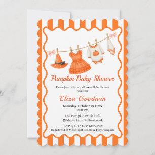 Halloween Baby shower Girl   Little Witch Pumpkin Kaart