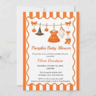 Halloween Baby shower Girl Little Witch Pumpkin Kaart