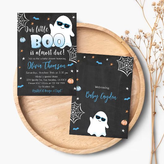 Halloween Baby shower Invitation mignonne Ghost Bo