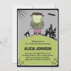 Halloween baby shower invitation Octobre Monster
