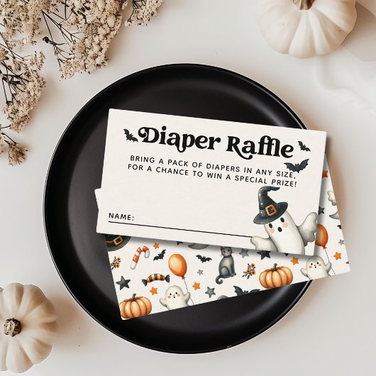 Halloween Baby shower Little Boo Diaper Raffle Informatiekaartje
