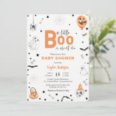 Halloween Baby shower Little Boo invitation noire (Debout devant)