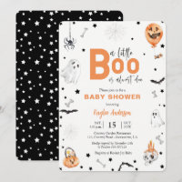 Halloween Baby shower Little Boo invitation noire