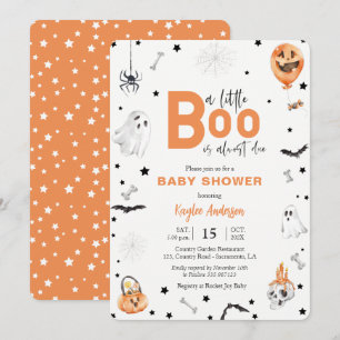 Halloween Baby shower Little Boo oranje uitnodigin Kaart