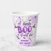Halloween Baby shower Meisje Paarse Little Boo Gho Papieren Bekers (Voorkant)