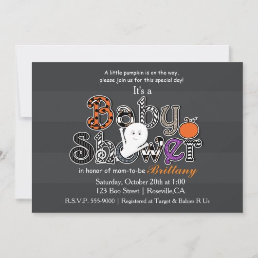 Halloween BABY SHOWER Moderne Chic Invitation (Devant)