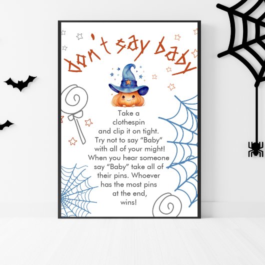 Halloween Baby shower ne pas dire Baby Game Poster