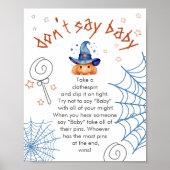 Halloween Baby shower ne pas dire Baby Game Poster (Devant)