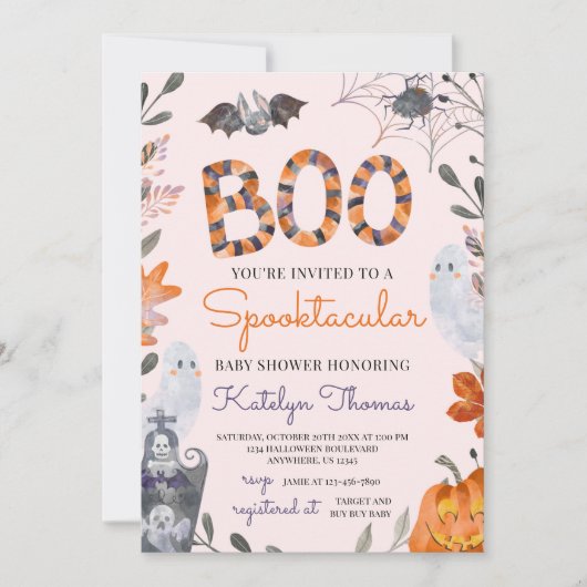 Halloween Baby shower nodiging met geesten Kaart (Voorkant)