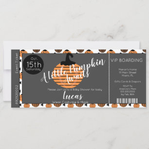 Halloween Baby Shower Pompoenen Ticket Uitnodiging