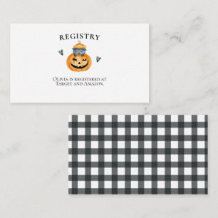 Halloween Baby shower Pumpkin-register Informatiekaartje