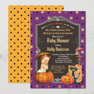Halloween  baby shower retro-chalkboard kaart