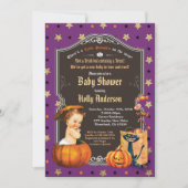 Halloween  baby shower retro krijtbord kaart (Voorkant)