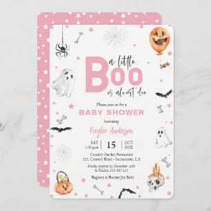 Halloween Baby shower Roze-geest-uitnodiging Kaart
