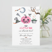 Halloween-Baby shower | Roze pompoen Kaart (Staand voorkant)