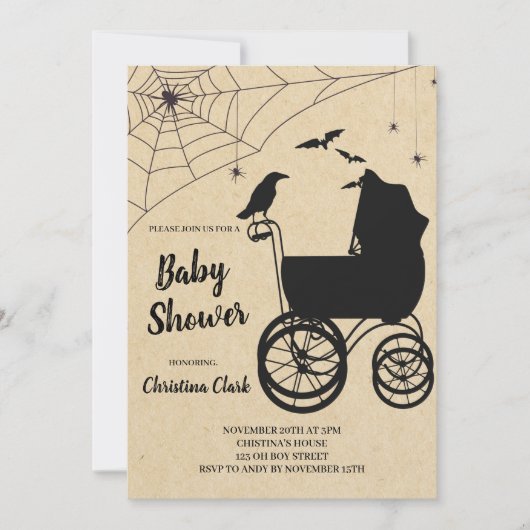Halloween Baby shower Spooky Gothic Kaart (Voorkant)