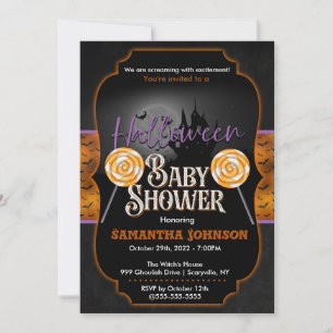Halloween Baby shower Uitnodiging met katten