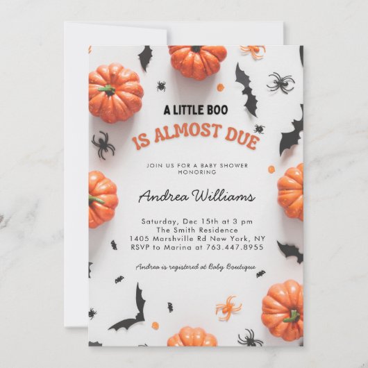Halloween Baby shower Un Petit Boo Invitation (Devant)