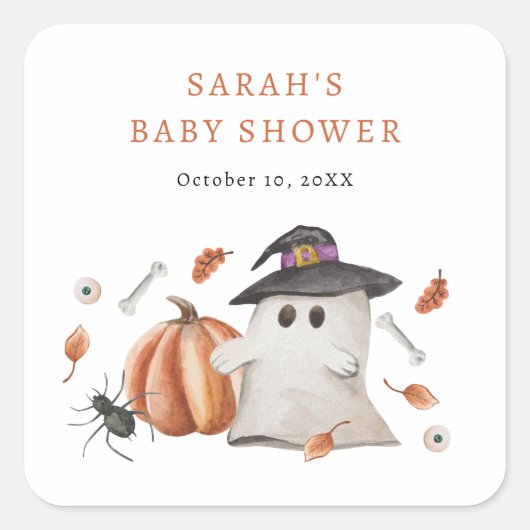 Halloween Baby shower Vierkante Sticker (Voorkant)