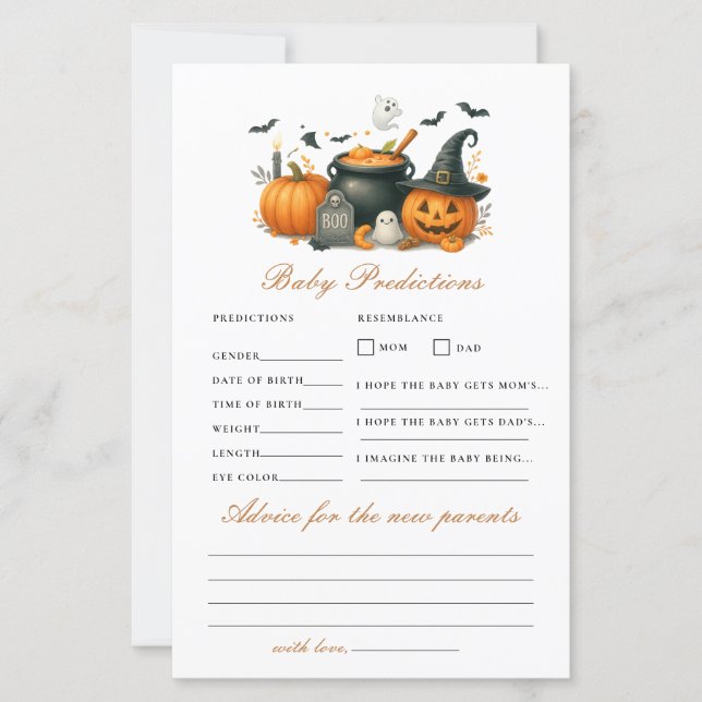 Halloween Baby shower Voorspelling Advies Spel (Voorkant)
