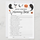 Halloween Baby Shower Wie kent mama het beste spel Kaart (Voorkant)