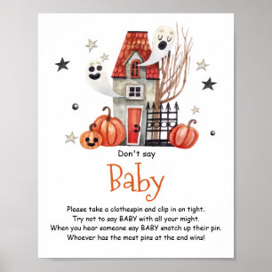 Halloween Baby shower Zeg geen Baby gebarentaal Poster