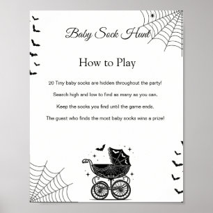 Halloween Baby Sock Hunt Baby Shower Spelbord Poster