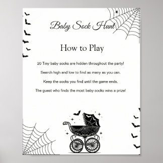 Halloween Baby Sock Hunt Baby Shower Spelbord Poster