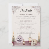 Halloween Bachelorette Weekend Deets Invitation Kaart (Achterkant)