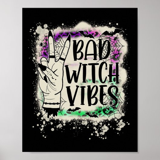 Halloween Bad Witch Vibes Peace Hand Sign-WOwee Poster (Voorkant)