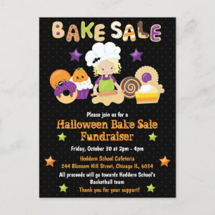 Halloween Bake Sale Fundraiser Invitation Briefkaart