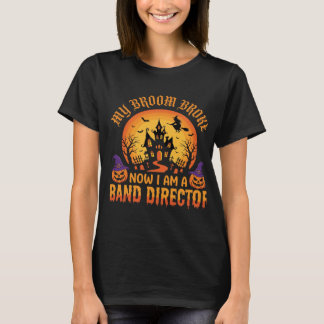 Halloween Band Dirigent Heks Bezem Spookhuis  T-shirt