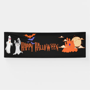 Halloween Banner Gehakt huis, vleermuizen, geest