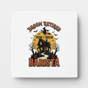 Halloween Barista T-shirt Grappige Heks Koffie Pun Fotoplaat