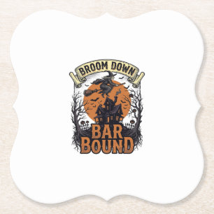 Halloween Barman Shirt Grappige Heks Bezem Bar Pun Kartonnen Onderzetters