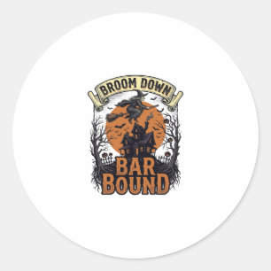 Halloween Barman Shirt Grappige Heks Bezem Bar Pun Ronde Sticker