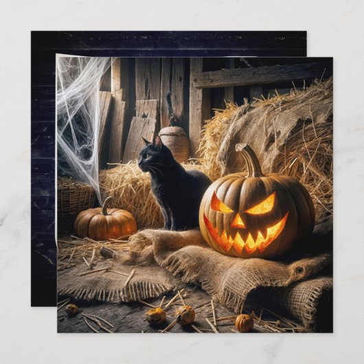 Halloween Barn Party Kaart (Voorkant / Achterkant)