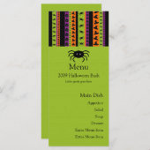 Halloween barre la carte de menu d'araignée (Devant / Derrière)