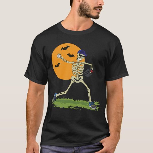 Halloween Baseball Skeleton Honkbal Halloween T-shirt (Voorkant)