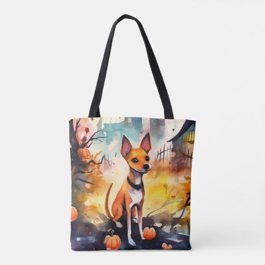 Halloween Basenji met pomkins Scary Draagtas (Achterkant)