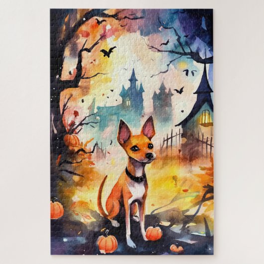 Halloween Basenji met pomkins Scary Legpuzzel (Verticaal)