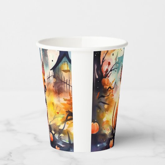 Halloween Basenji met pomkins Scary Papieren Bekers (Links)
