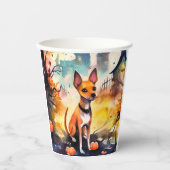 Halloween Basenji met pomkins Scary Papieren Bekers (Voorkant)