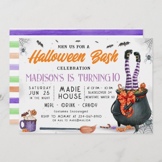 Halloween Bash Anniversaire Invitation Party (Devant / Derrière)