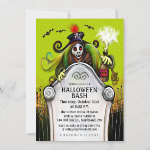 Halloween Bash Ghoulish Party Invitation Kaart