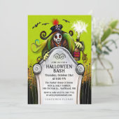 Halloween Bash Ghoulish Party Invitation Kaart (Staand voorkant)