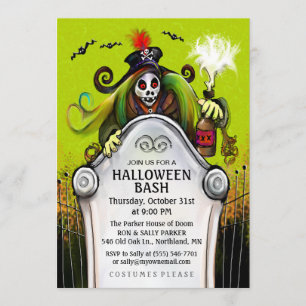 Halloween Bash Ghoulish Party Invitation Kaart
