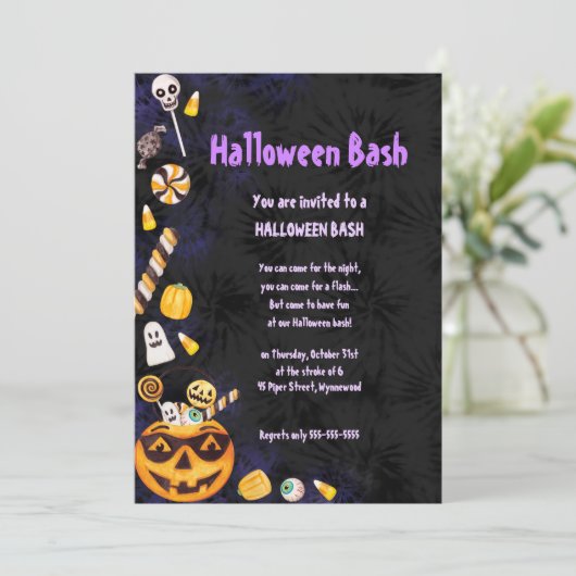 Halloween Bash Kaart (Staand voorkant)